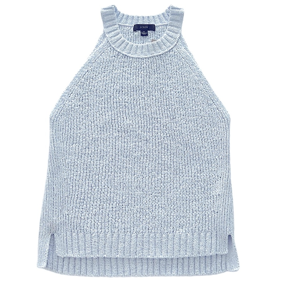 J. Crew High-Neck Textured Pointelle Sweater-Tank - Picture 2 of 11